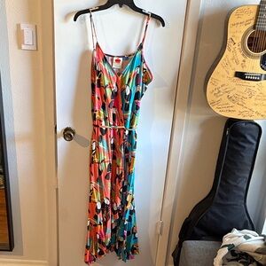 Anthropologie Colorful Toucan Women's wrap Dress Sz XL